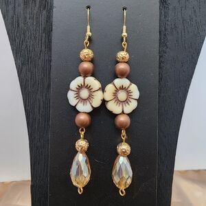 BrazenSoul Vintage-Inspired Floral Bead & Crystal Drop Earrings